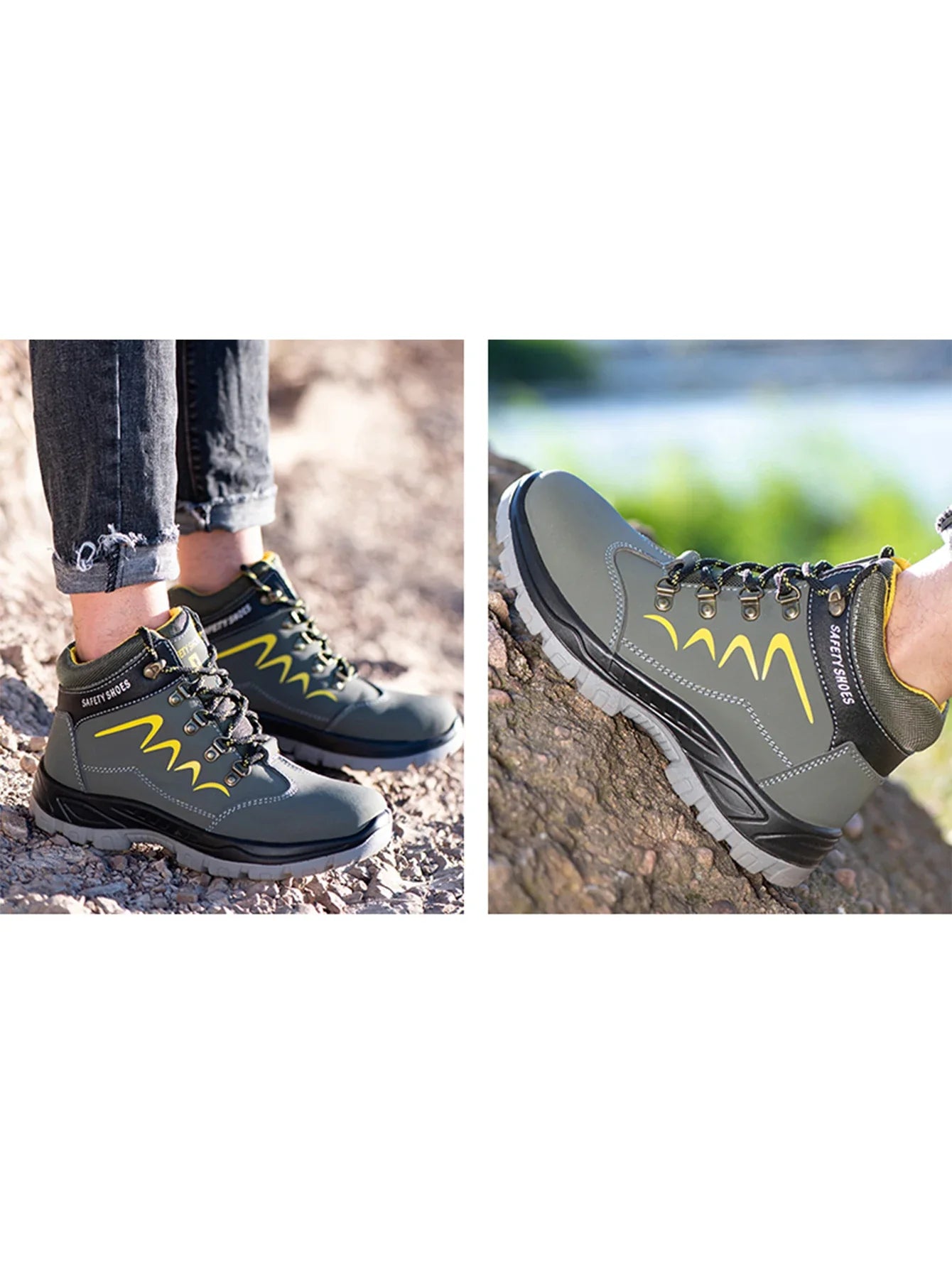 Waterproof Men's Safety Work Boots Steel Toe Shoes Anti Impact And Anti-Puncture Outdoor Adventure Hiking Industrial Boots