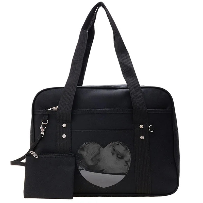 Japanese Lolita Heart JK School Uniform Bags Fashion Women Oxford  Women Student PU Handbag Cosplay Anime Shoulder Bag