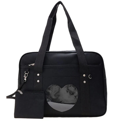 Japanese Lolita Heart JK School Uniform Bags Fashion Women Oxford  Women Student PU Handbag Cosplay Anime Shoulder Bag