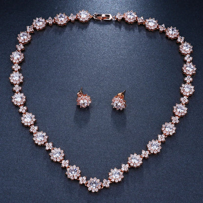 Classic Hot Sale 5 Colors Options High Quality Round Zirconia Jewelry Sets for Elegant Women Wedding Dress Accessories