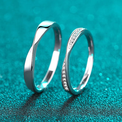 100% 925 Sterling Silver Moissanite Ring for Women Men Couple Ring Valentine's Day Gift White Gold Plated Unisex Band