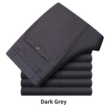 Mens Formal Pants Summer Thin Autumn Thick Black Blue Grey Stretch Bussiness Loose Suit Office Plus Size Trousers GOZBKF
