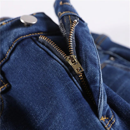 Women Thermal Jeans Winter Snow Warm Plush Stretch Jeans Lady Skinny Thicken Fleece Denim Long Pants Retro Blue Pencil Trousers