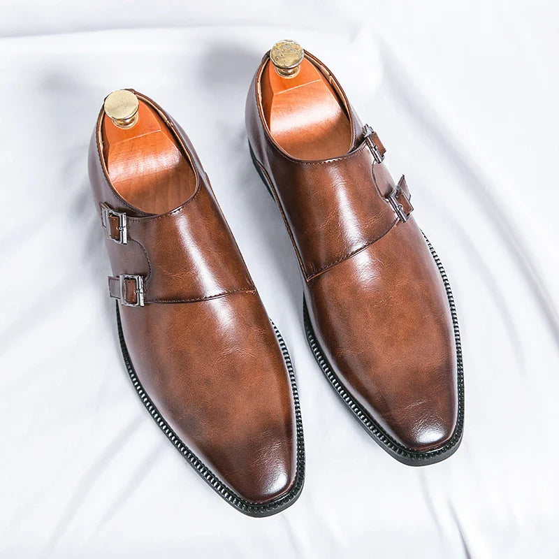 Classic Retro Dress Men's Leather Shoes – Brown/Black, Sizes 40–48, Adult Formal Footwear