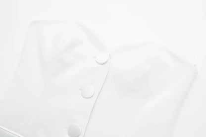Summer Women Elegant White Top Front Button Corset Tube Top Strapless Sleeveless 2024 Fashion Y2k Female Chic Top