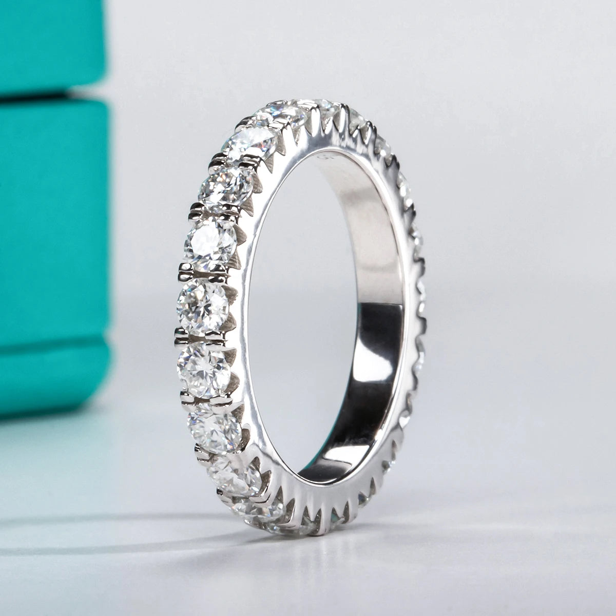 3.5ct Moissanite Engagement Ring Set Bridal Sets 3mm Eternity Wedding Band Silver Promise Rings Women Jewelry Wholesale