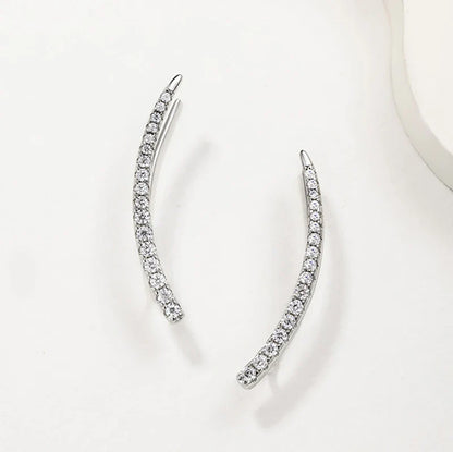 Trendy Test Passed Full Moissanite Smile Stud Earrings for Women Wedding 100% 925 Silver Sparking Party Bridal Jewelry