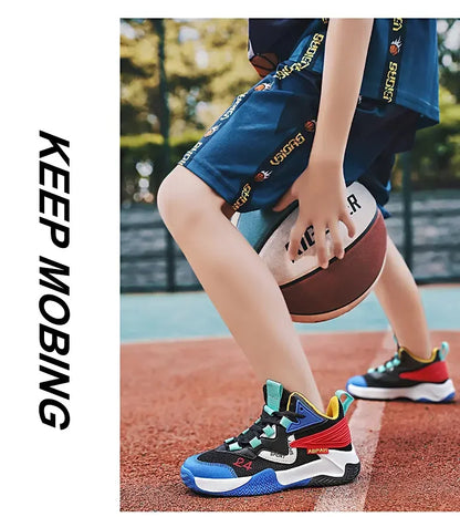Children Basketball Shoes for Boys Girls Kids Teenagers Breathable Non-slip Lace Up Indoor Outdoor Training Sneakers Tennis Shoe