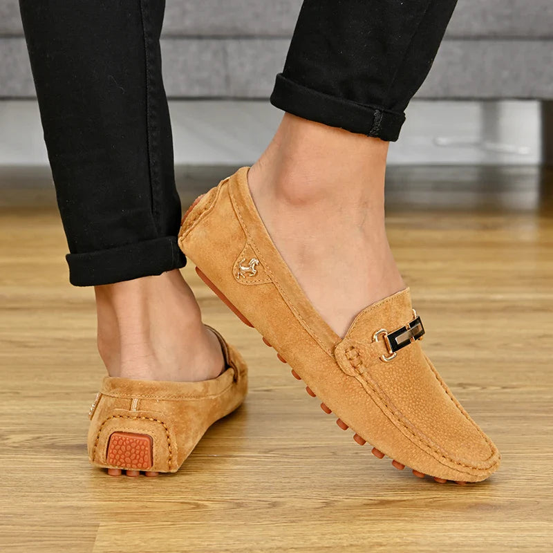 Men Fashion Luxury Leisure Leather Loafers Shoes Slip on Soft Comfortable Non-slip Driving for Men