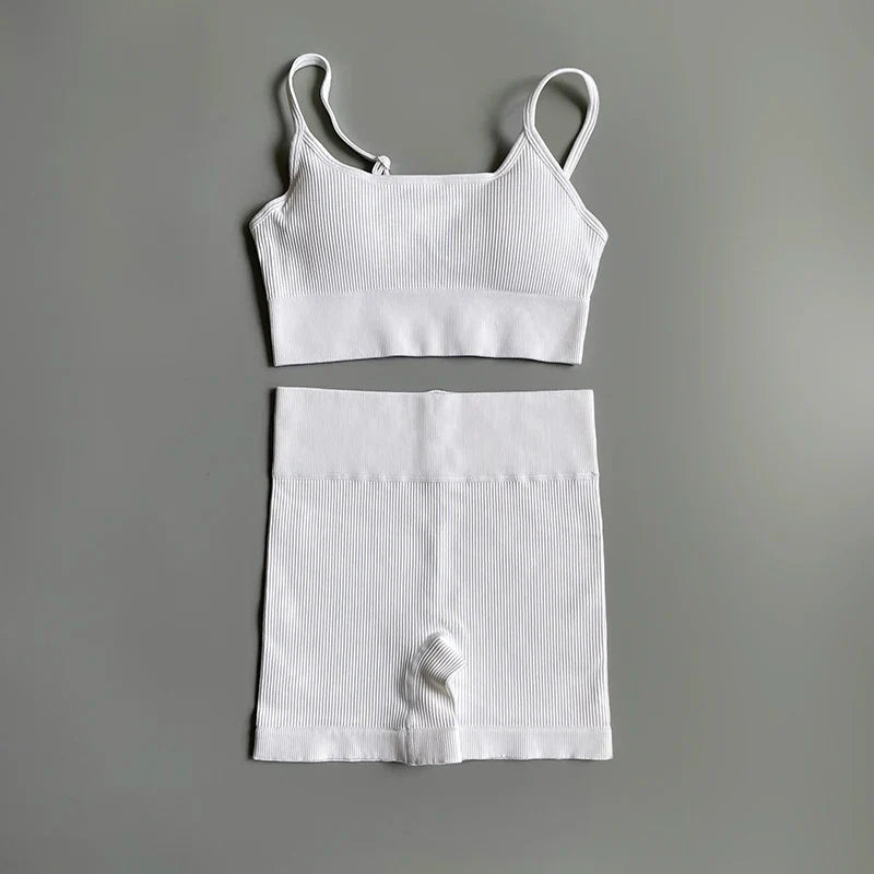 Seamless Yoga Set Gym Suits With Shorts Crop Top Sport Bra Women's Shorts 2 Pieces Set Running Workout Outfit Fitness Clothing