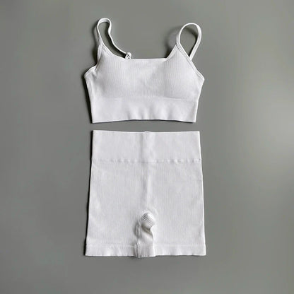Seamless Yoga Set Gym Suits With Shorts Crop Top Sport Bra Women's Shorts 2 Pieces Set Running Workout Outfit Fitness Clothing
