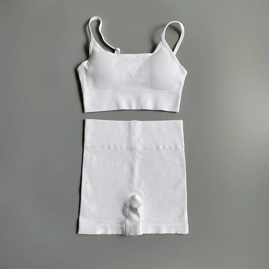 Seamless Yoga Set Gym Suits With Shorts Crop Top Sport Bra Women's Shorts 2 Pieces Set Running Workout Outfit Fitness Clothing