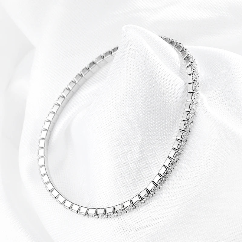 3mm Elastic Moissanite Tennis Bracelets for Women Men Full Diamond Sparkling Pure 925 Sterling Silver Jewelry Wholesale