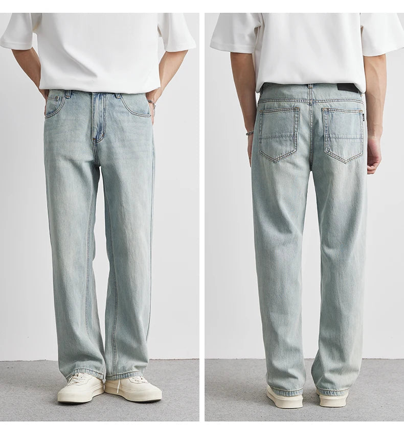 Calça Jeans Reta Verão 2025 Nova Fina Retrô Solta Casual Moda Calças Largas Calça Reta Jeans Tamanho Grande 25-36
