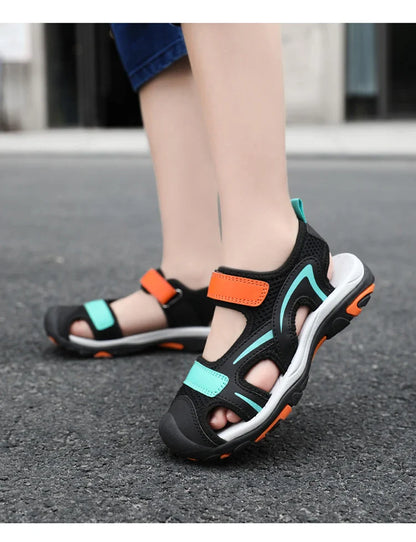Summer Beach Water Children Sandals Fashion Shoes Outdoor Non-slip Soft Bottom Shading Leather Boys Comfortable Walking Sandials
