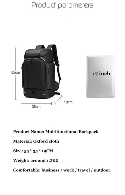 Men travel backpack large capacity trekking Backpack Business 17 Inch Laptop Backpack 50L Hiking fashion Backpack With shoe bag
