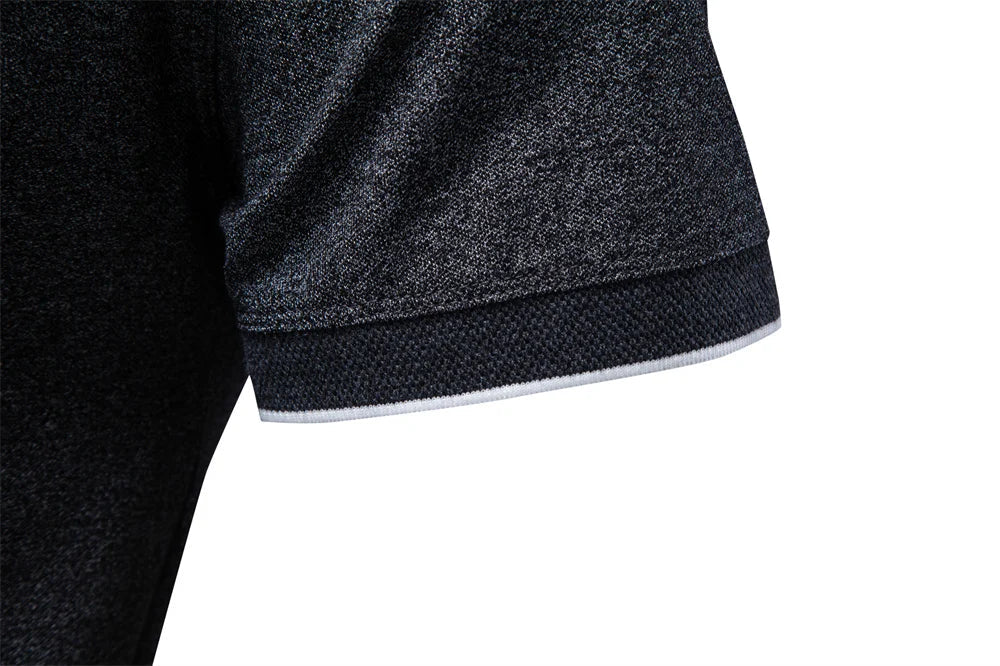 2026 Men's Cotton Blend Polo Shirts Short Sleeve Zippered Soft Breathable Lightweight Casual Solid Color Polo Shirt for Men