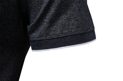2026 Men's Cotton Blend Polo Shirts Short Sleeve Zippered Soft Breathable Lightweight Casual Solid Color Polo Shirt for Men
