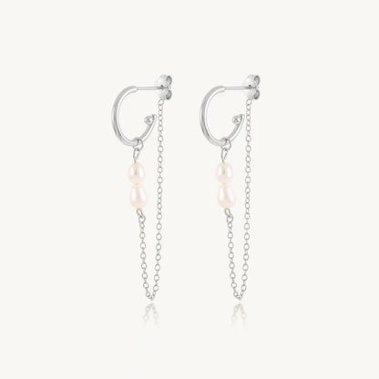 925 Sterling Silver Long Chain Tassel Baroque Irregular Pearl Dangle Earrings for Women C Shape Earrings Jewelry Pendientes