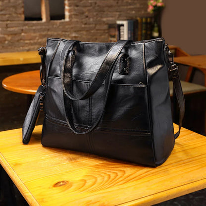 Women's PU Synthetic Leather Large-capacity Handbag Single Shoulder Crossbody Bag Business Office Tote Bag Mother Bag