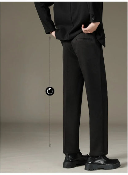 Men's Casual Straight-Leg Wool Trousers - American Style Commuting Pants Perfect for Fall/Winter 28-38