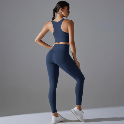 Yoga Set Women's tracksuit Women Fitness Crop Top Shockproof Sports Bras Yoga Gym Running Pants Sportswear Running Fitness Yoga