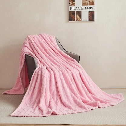 Fluffy Coral Velvet Blanket Flannel Plush Comfortable Thickened and Warm Soft Sofa Throw Blanket for Air-Conditioned Room Luxury