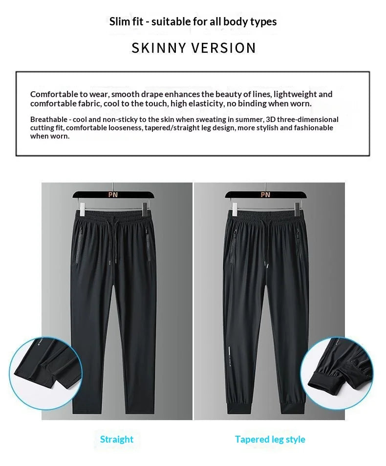 Men's Summer Quick-Dry Ice Silk Jogger Sweatpants, Breathable Casual High-Stretch Sweatpants for Fitness, Training & Running