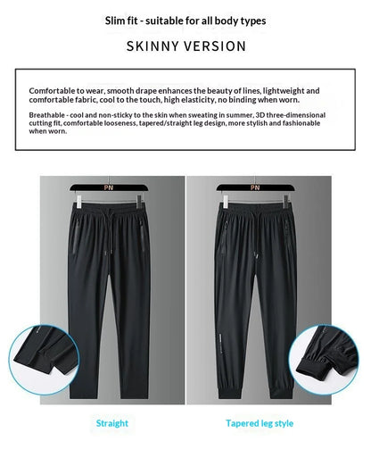 Men's Summer Quick-Dry Ice Silk Jogger Sweatpants, Breathable Casual High-Stretch Sweatpants for Fitness, Training & Running
