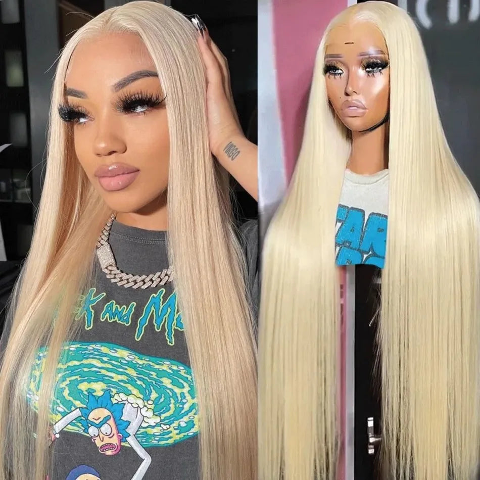Straight Human Hair Wigs 613 Blonde 13X6 Hd Lace Frontal Wig 220 Density 13X4 Lace Front Wigs Human Hair 38 Inch Pre Plucked Wig