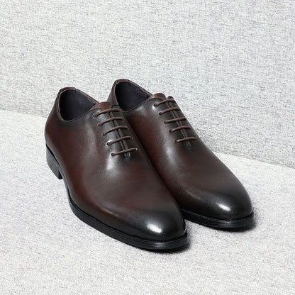 Classic Handmade Mens Dress Shoes Genuine Leather Whole Cut Round Toe Oxford Shoes Business Wedding Formal Suit Shoes Man
