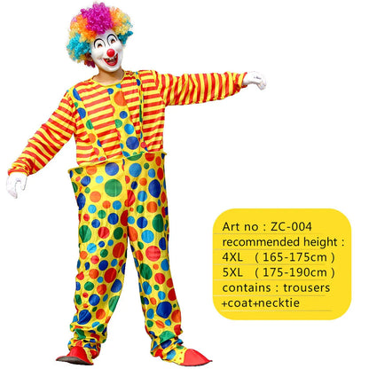 2025 New adult Circus Clown Cosplay Costumes Stage Performance Halloween Clown Role Play  Supply for Birthday Carnival