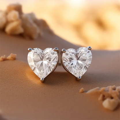 Heart Shape Moissanite Stud Earrings for Women Men 1/2/4carat  Certified Lab Diamond Ear Studs S925 Silver Plated 18k Gold