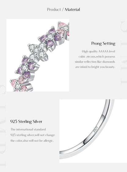925 Sterling Silver Lucky Four-Leaf Clover Zirconia Eternity Band Rings For Women Fine Wedding Jewelry Accessories