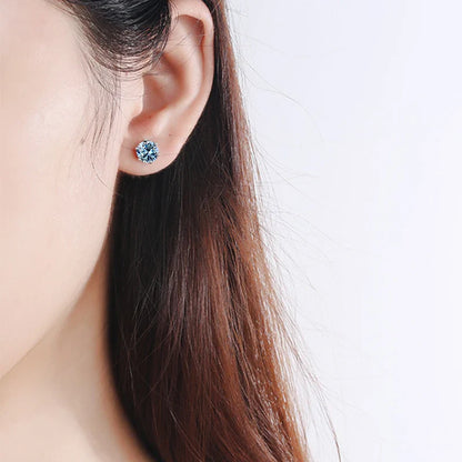 0.5ct 1ct 2ct Moissanite Stud Earrings for Women 925 Sterling Silver Green Pink Black Blue Grey Sparkling Studs Earring