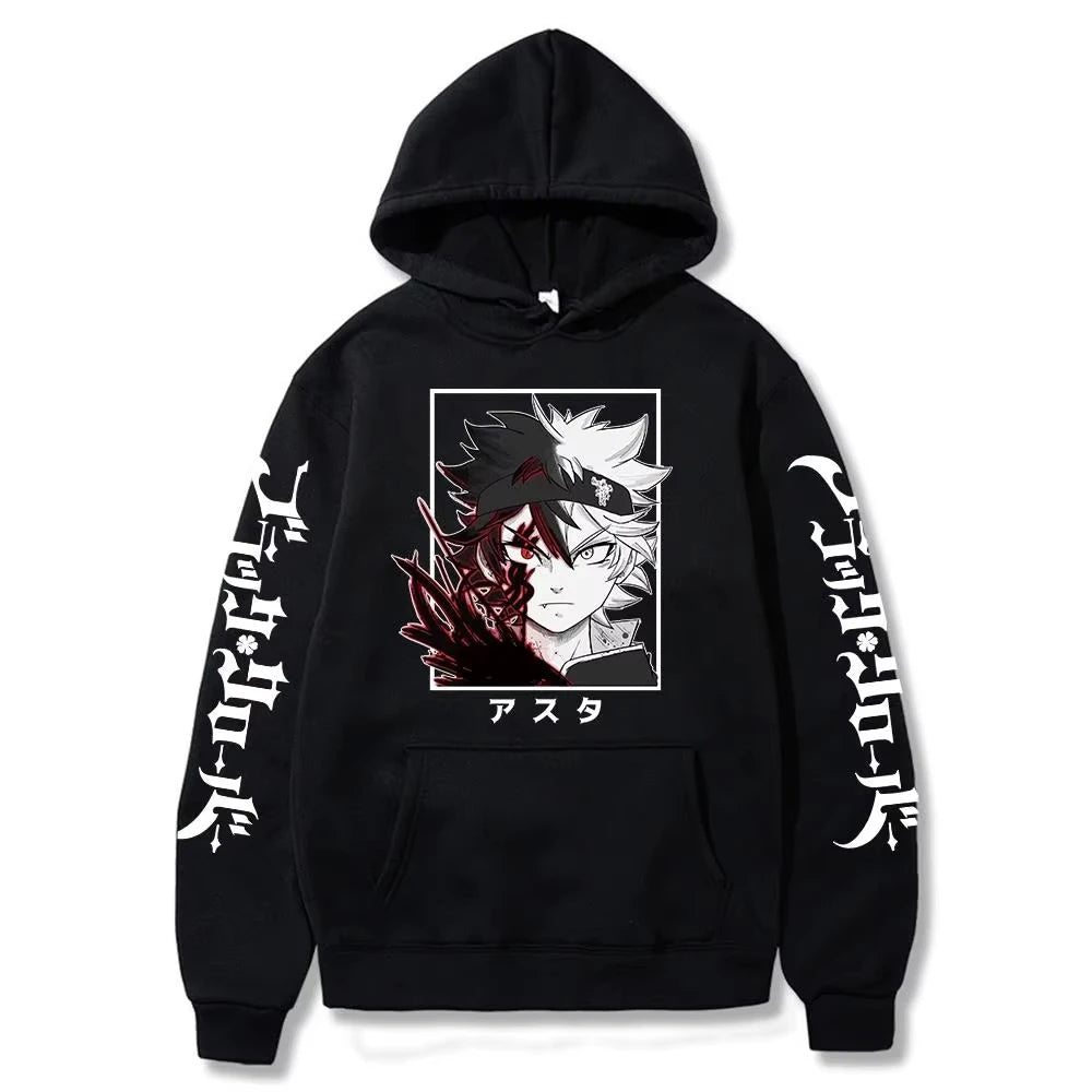 Black Clover Anime Men's Clothes Hoodie Sweatshirts Harajuku Manga Asta Oversized Winter Long Sleeve Streetwear Hoodies