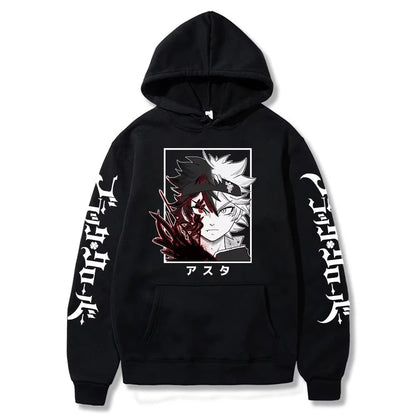 Black Clover Anime Men's Clothes Hoodie Sweatshirts Harajuku Manga Asta Oversized Winter Long Sleeve Streetwear Hoodies