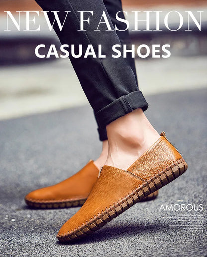 Fashion Men's Driving Shoes Handmade Leather Men Loafers Soft Breathable Men's Casual Shoes