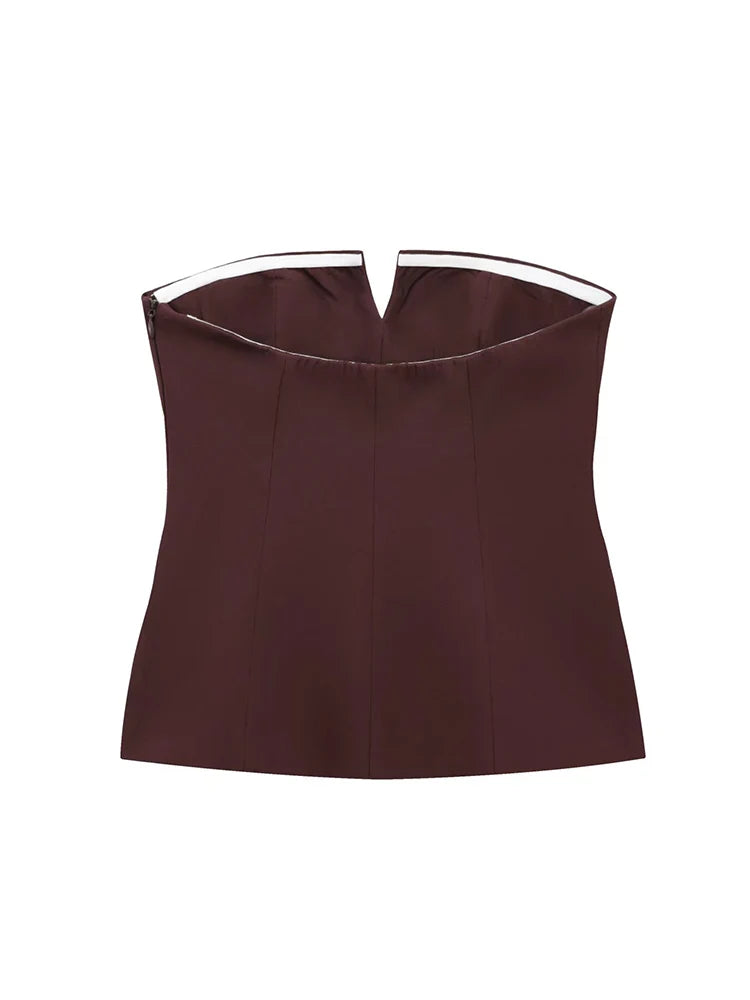 Spring Summer Women Strapless Crop 2025 Tops Basic Sleeveless Office Lady Tops Trend Street Classic Solid Tube Tops