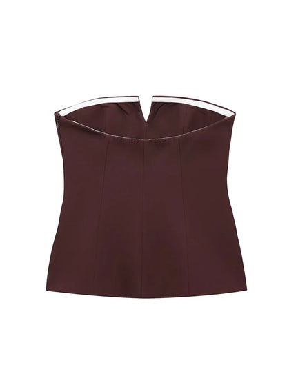 Spring Summer Women Strapless Crop 2025 Tops Basic Sleeveless Office Lady Tops Trend Street Classic Solid Tube Tops