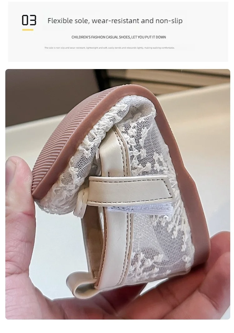 Hot Sale Princess Summer Fashion Bow Embroidery Cute Breathable Baby Girls Lightweight Ballet Flats School Kids Walking Shoes