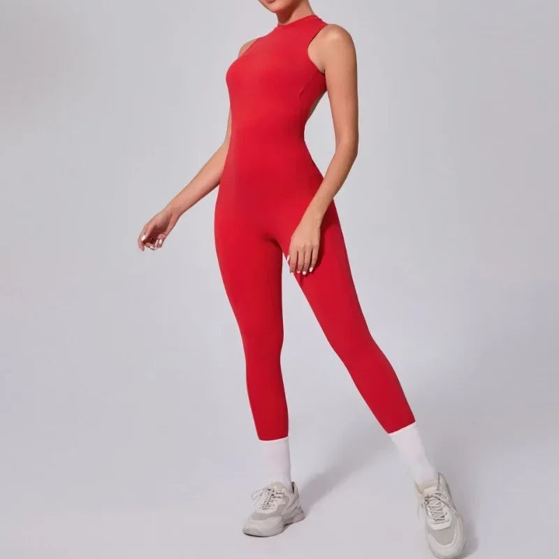 Women's High Elasticity Sports Jumpsuit Yoga Set Fitness Combination Lift Buttocks Bare Back Gym Sexy Romper for Active Women