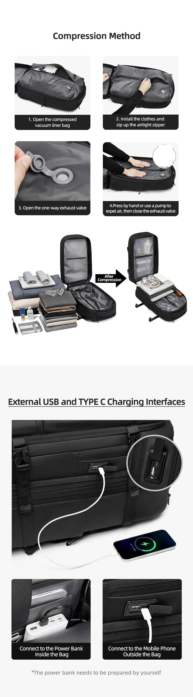 Travel Trolley vacuum compression business backpacks pump for Man Wheeled backpack On wheels luggage Rolling Bags For Boardable