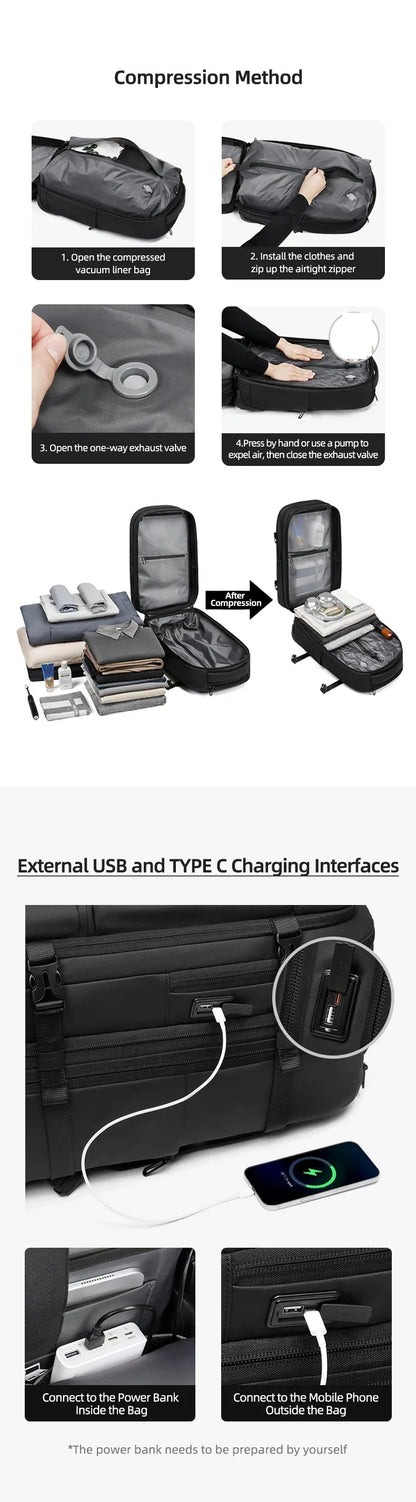 Travel Trolley vacuum compression business backpacks pump for Man Wheeled backpack On wheels luggage Rolling Bags For Boardable