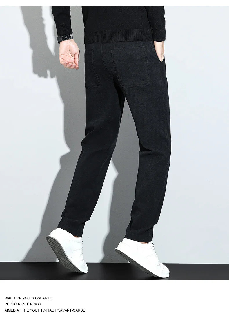 Korean Fashion Lyocell Casual Pants Men's New Spring Breathable Straight Elastic High Quality Daily Streetwear Male Trousers
