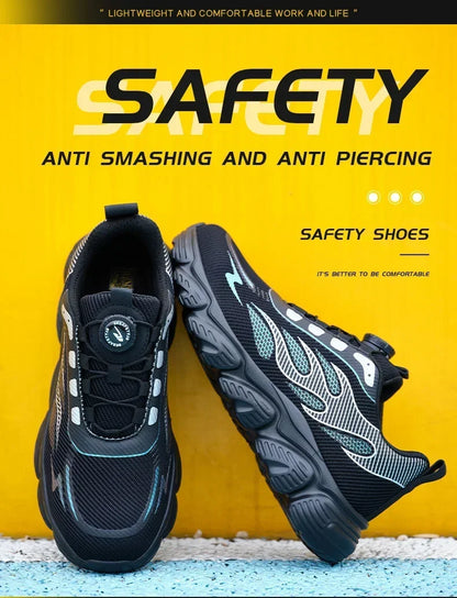 Rotating Button Tactical Boots Men Reflective Steel Toe Shoes Indestructible Work Sneakers Protective Safety Boots Size 47 48