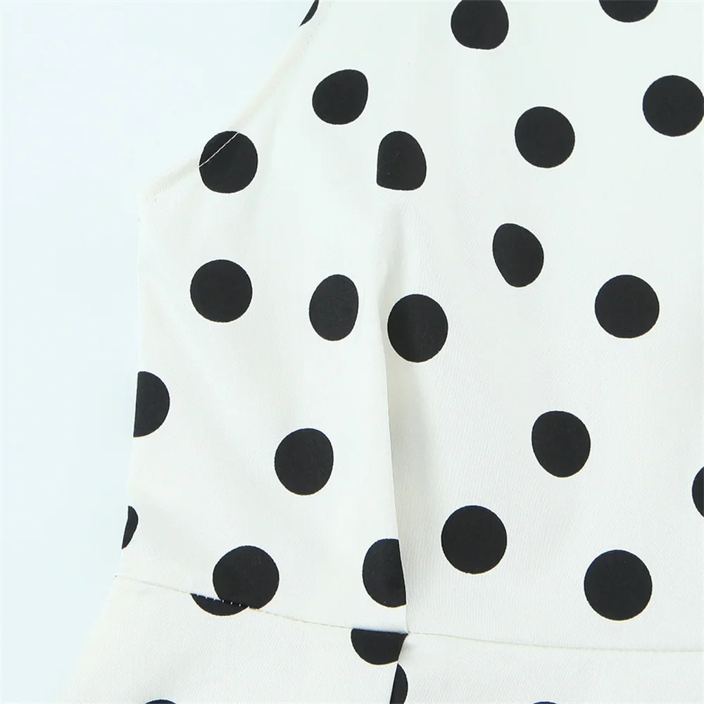 2026 new women's clothing sweet and fashionable hanging neck collar off shoulder polka dot balloon version vest top