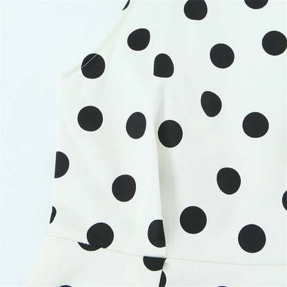 2026 new women's clothing sweet and fashionable hanging neck collar off shoulder polka dot balloon version vest top