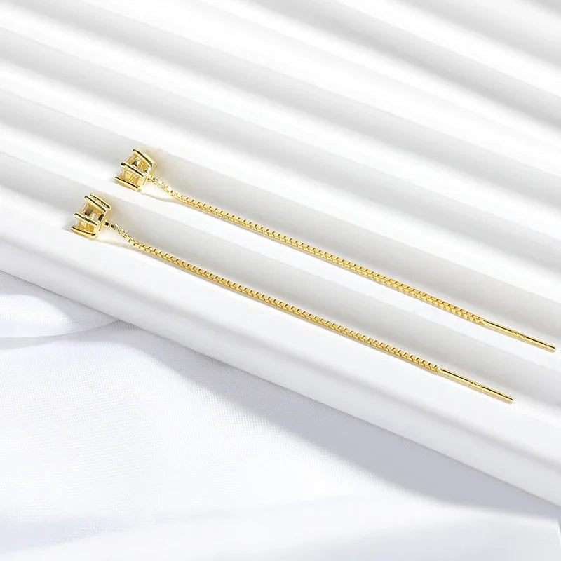 Each 0.5/1CT Tassel Moissanite Drop Earrings for Women 925 Sterling Silver Plated 18k Gold Jewelry Sparkling Earring