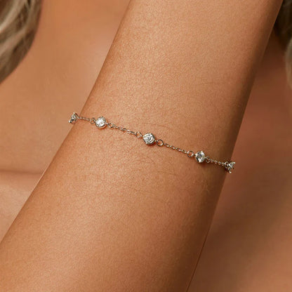 Round Bezel 0.87cttw Full D Color Moissanite Diamond Bracelet For Women 925 Silver GRA Certified 19cm Link Bracelets Gift